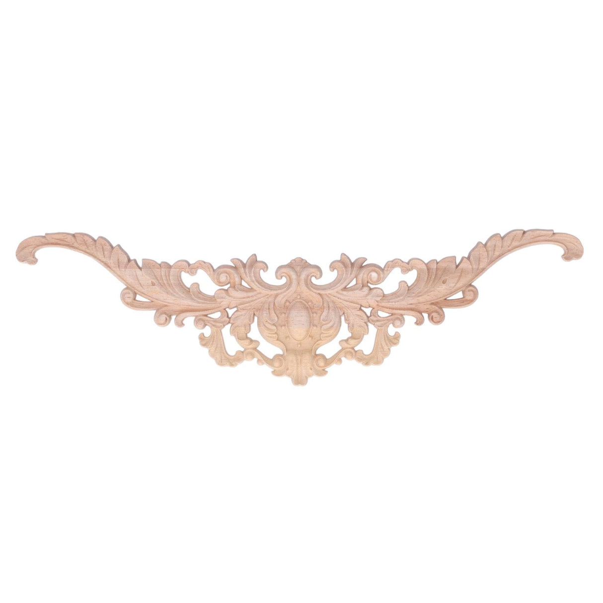 Wood Appliques Exquisite Elegant European Style Rubber Wood Long Flower Piece Home Decoration Carved Accessories