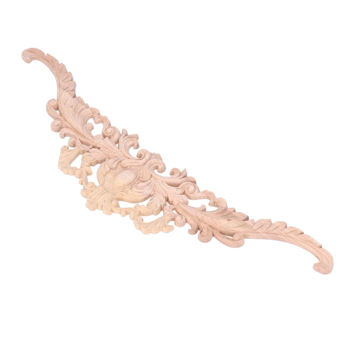 Wood Appliques Exquisite Elegant European Style Rubber Wood Long Flower Piece Home Decoration Carved Accessories