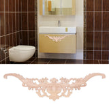 Wood Appliques Exquisite Elegant European Style Rubber Wood Long Flower Piece Home Decoration Carved Accessories