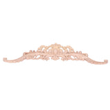Wood Appliques Exquisite Elegant European Style Rubber Wood Long Flower Piece Home Decoration Carved Accessories