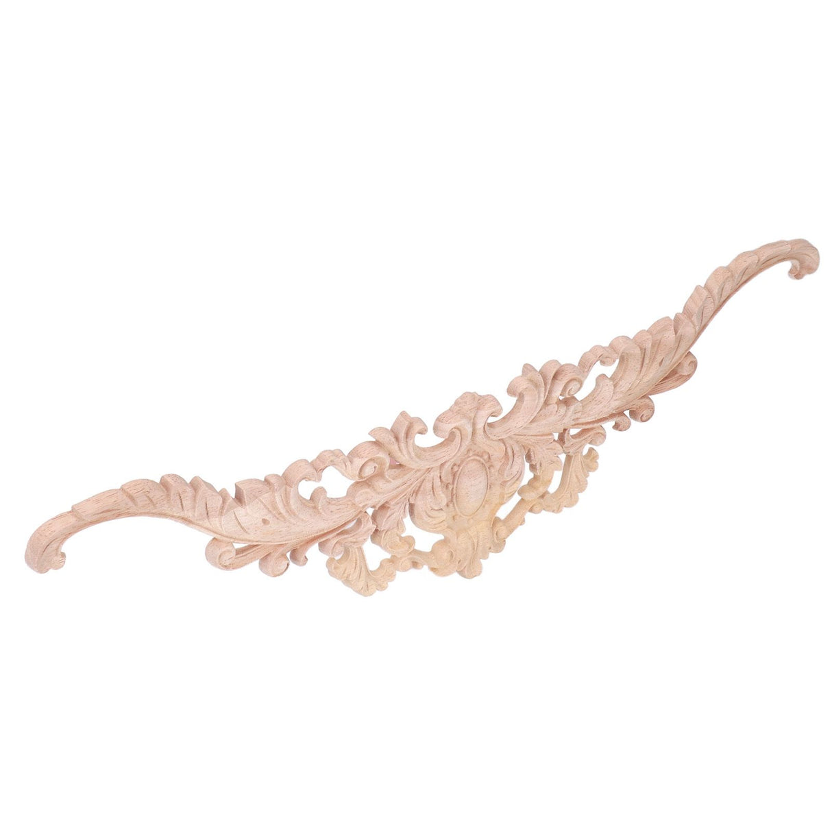 Wood Appliques Exquisite Elegant European Style Rubber Wood Long Flower Piece Home Decoration Carved Accessories