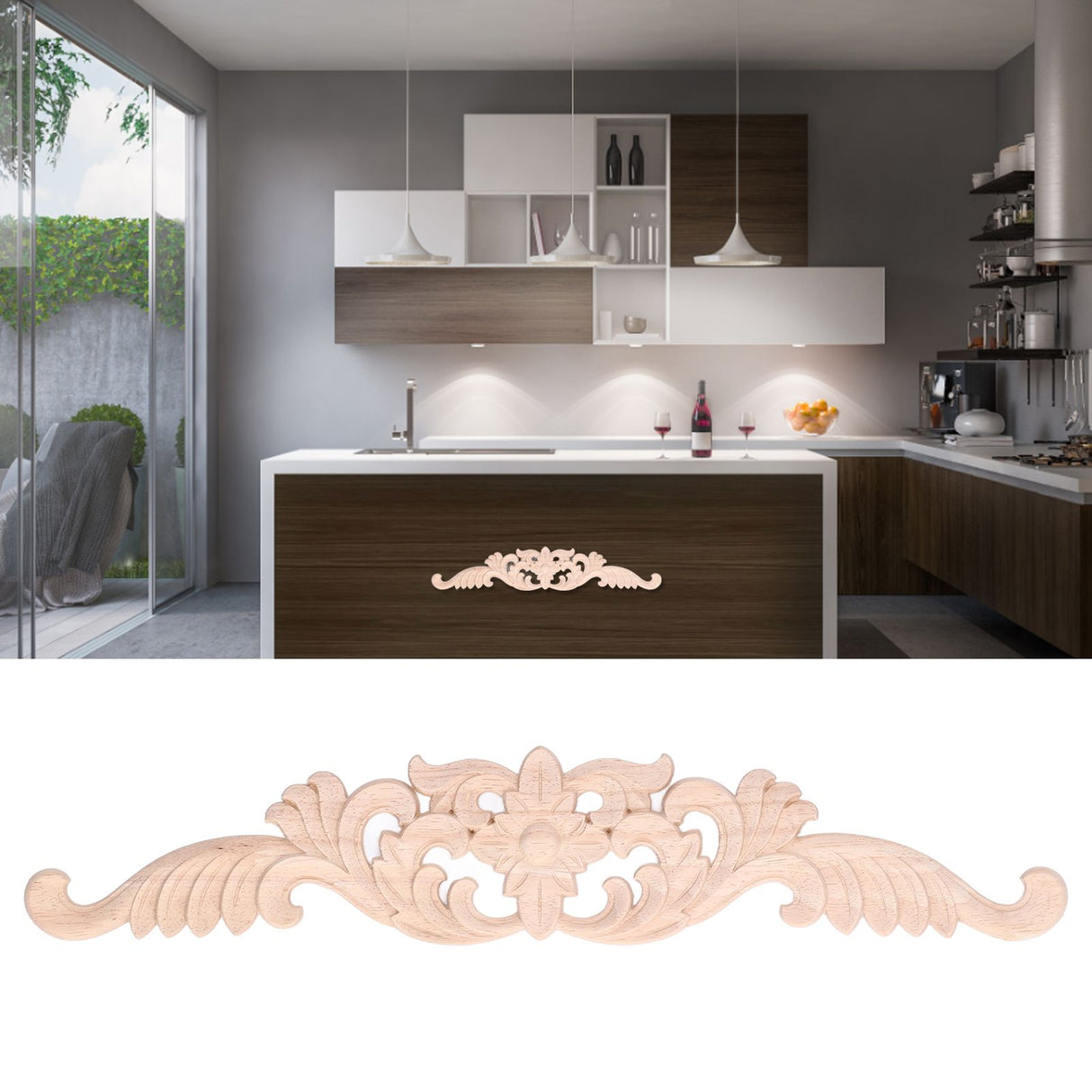 Wood Carved Applique Corner Frame Applique Eco Friendly Cabinet Furniture Decoration for Household