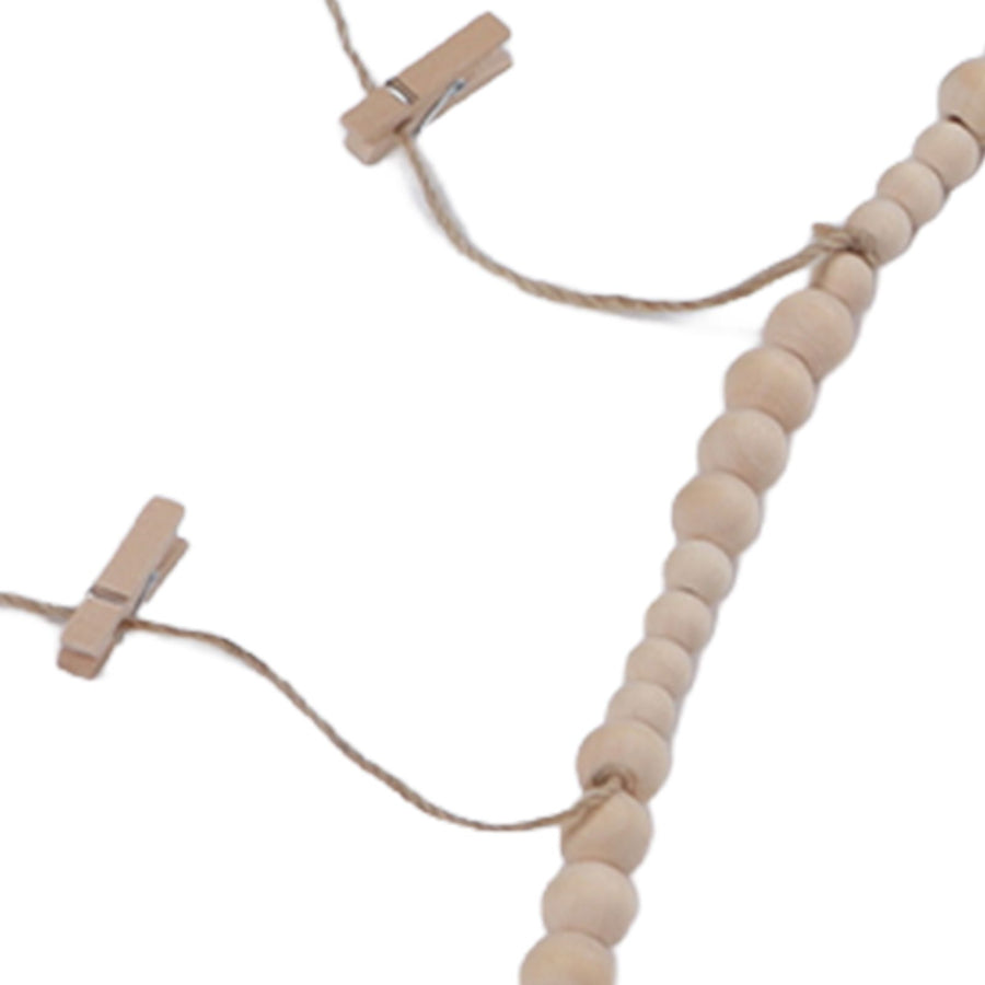 Wooden Beads Photo Display Multi Purpose Simple Design Anti Friction Hanging Photo Display with Wood Bead for DIY Decor