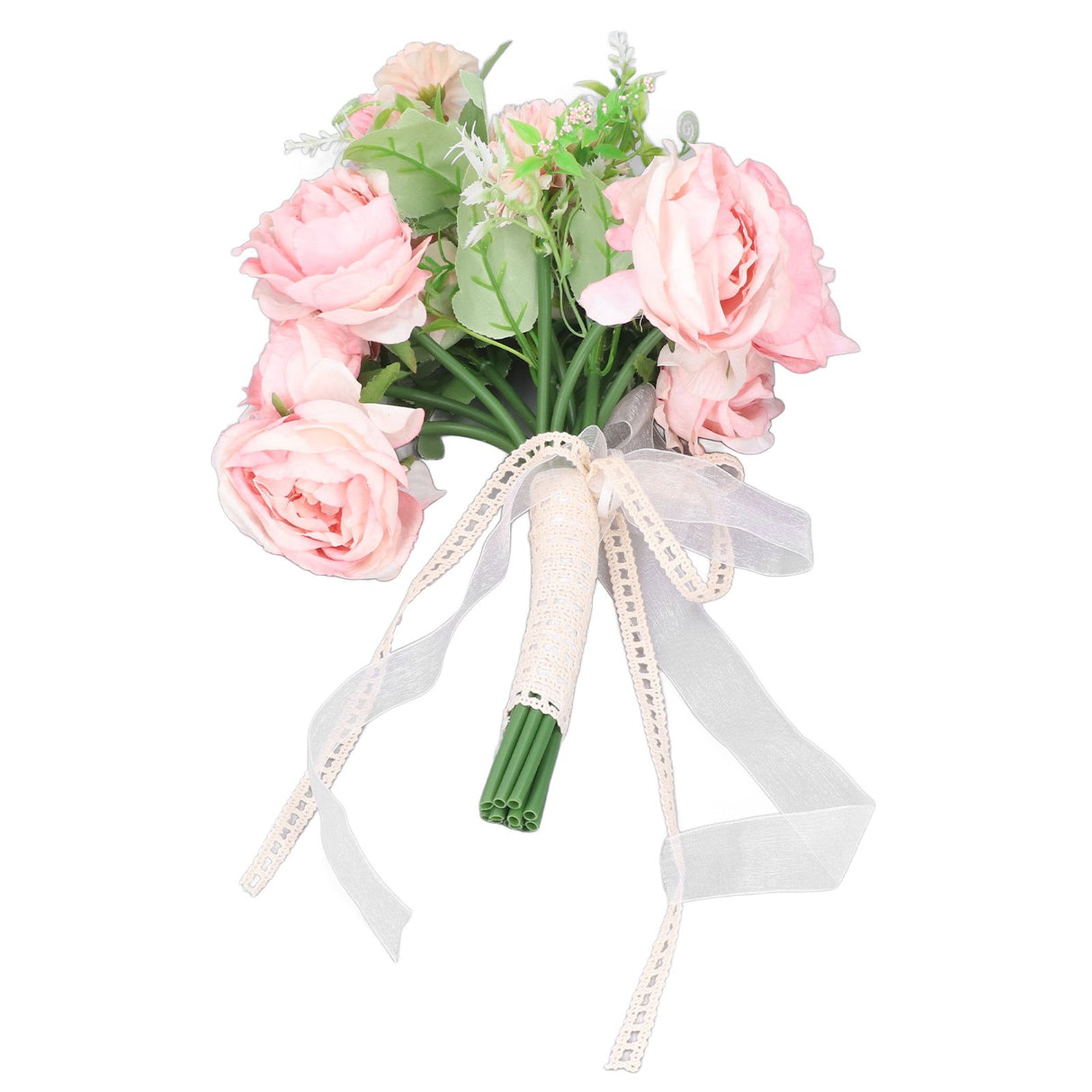 Wedding Bouquet Fake Rose Flower Holding Bunch for Decoration Photography Art Photo Pink