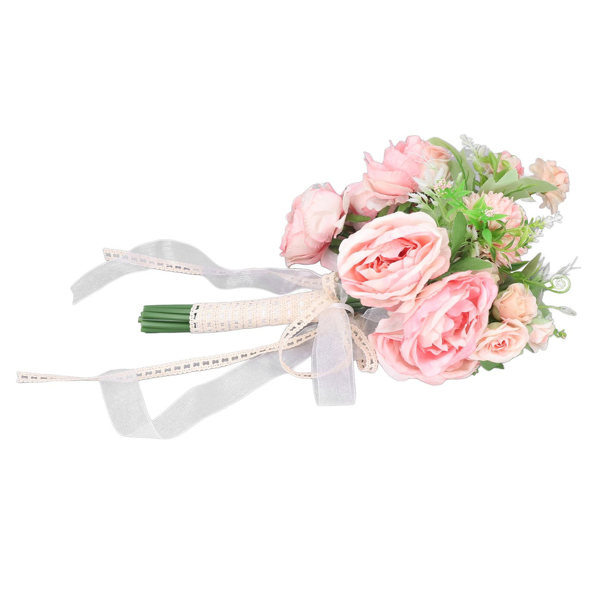Wedding Bouquet Fake Rose Flower Holding Bunch for Decoration Photography Art Photo Pink