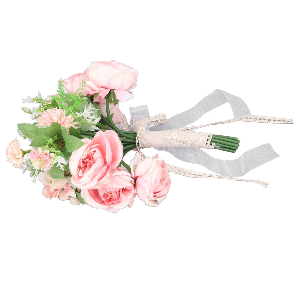 Wedding Bouquet Fake Rose Flower Holding Bunch for Decoration Photography Art Photo Pink