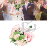 Wedding Bouquet Fake Rose Flower Holding Bunch for Decoration Photography Art Photo Pink