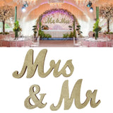 Mr Mrs Sign Wedding Table Decorations English Letter Ornament Props for Festival Anniversary PartyGold