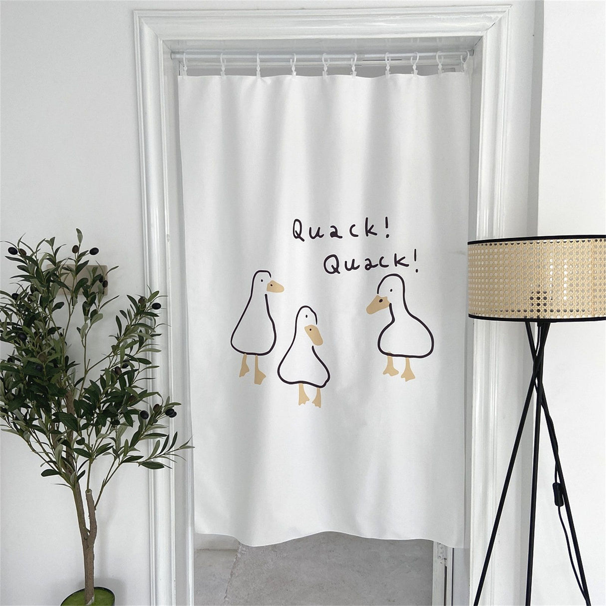 Door Curtain Cute Decorative Cartoon Doorway Divider Cloth for Bedroom Closet Dormitory Kitchen Little White Duck