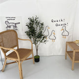 Door Curtain Cute Decorative Cartoon Doorway Divider Cloth for Bedroom Closet Dormitory Kitchen Little White Duck