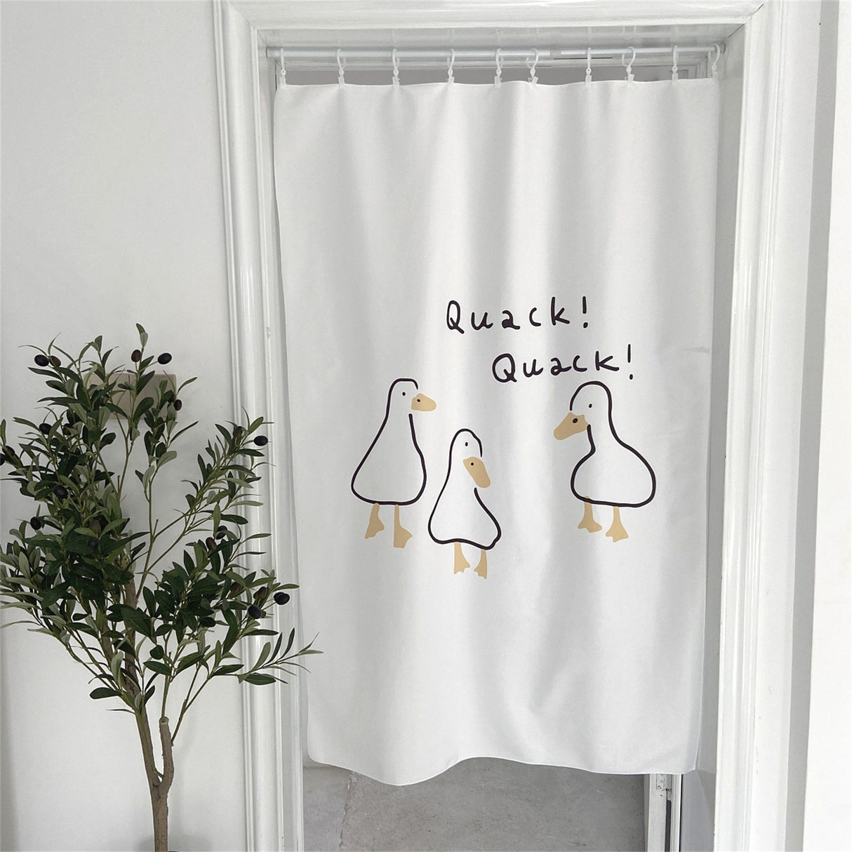 Door Curtain Cute Decorative Cartoon Doorway Divider Cloth for Bedroom Closet Dormitory Kitchen Little White Duck