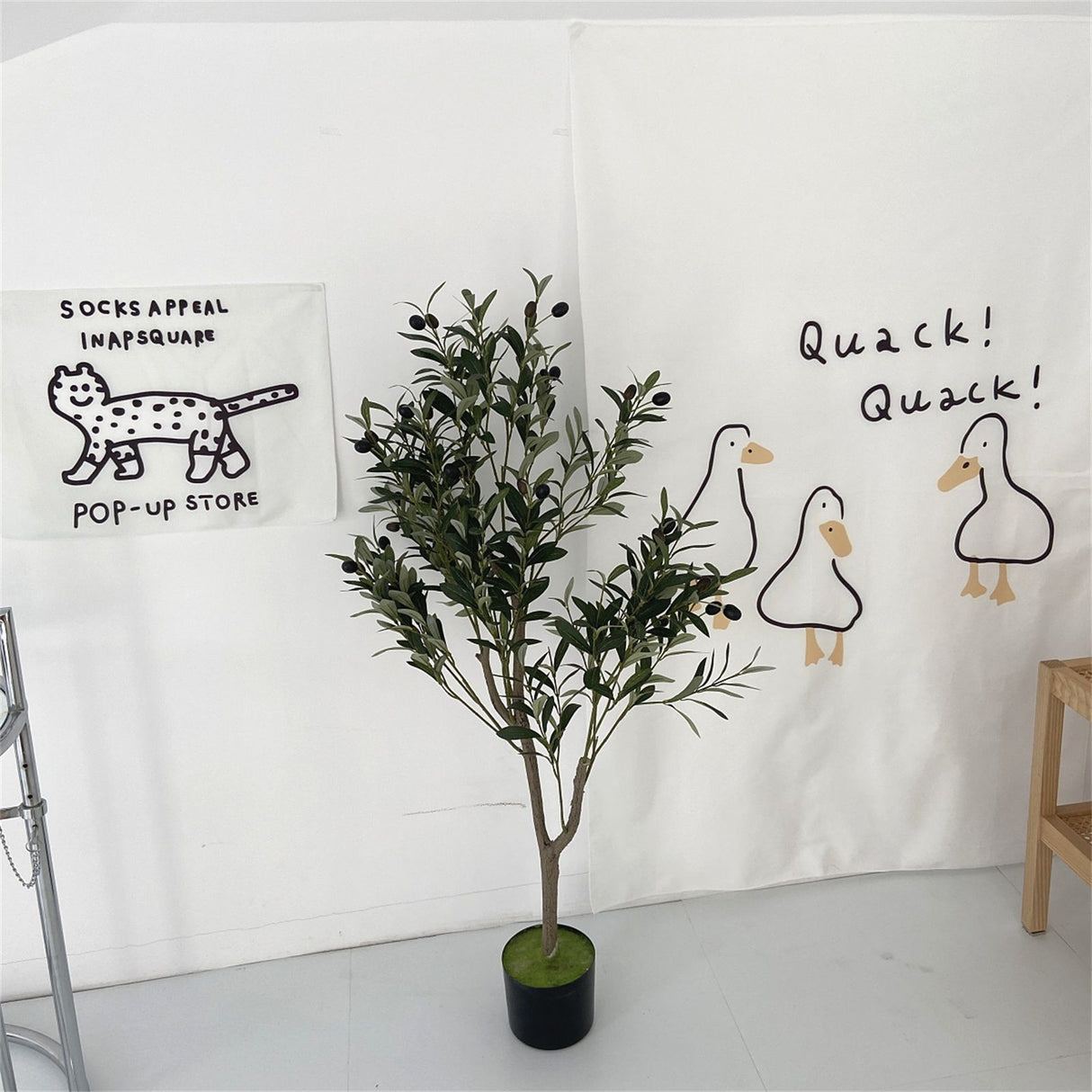 Door Curtain Cute Decorative Cartoon Doorway Divider Cloth for Bedroom Closet Dormitory Kitchen Little White Duck