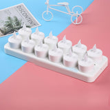 LED Candles Light Rechargeable Lifelike Decorative Electronic Candles for Party Wedding Living Room 12 Mounts with Cups, Yellow Light Flashing - Top-Down View
