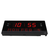 LED Wall Clock Decorative Black Frame Elegant Style Hanging Holes Digital Display Electric Desk Clock 100 to 240V AU Plug - Front View