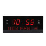 LED Wall Clock Decorative Black Frame Elegant Style Hanging Holes Digital Display Electric Desk Clock 100 to 240V AU Plug - Low Angle