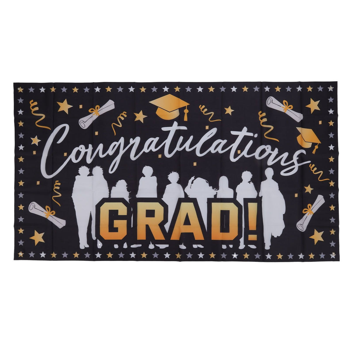 Graduation Banner 71x38in Durable Polyester Fabrics Fadeless 4 Eyelets Easy Installation Congrats Grad Banner for Party C