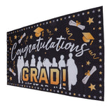 Graduation Banner 71x38in Durable Polyester Fabrics Fadeless 4 Eyelets Easy Installation Congrats Grad Banner for Party C - Top-Down View