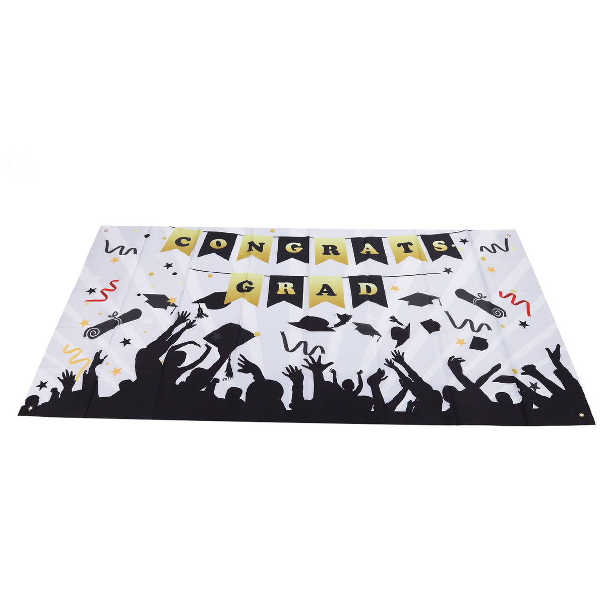 Graduation Banner Approx 71x38in Durable Polyester Fabric Fadeless Color 4 Eyelets Congrats Grad Banner for Graduation 005