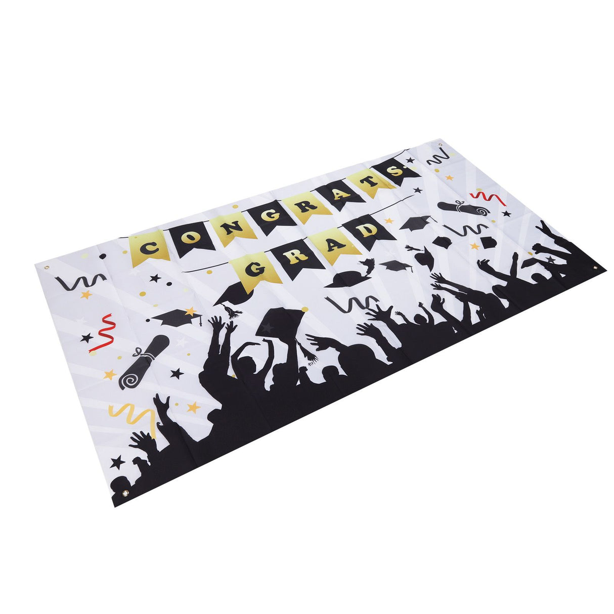 Graduation Banner Approx 71x38in Durable Polyester Fabric Fadeless Color 4 Eyelets Congrats Grad Banner for Graduation 005