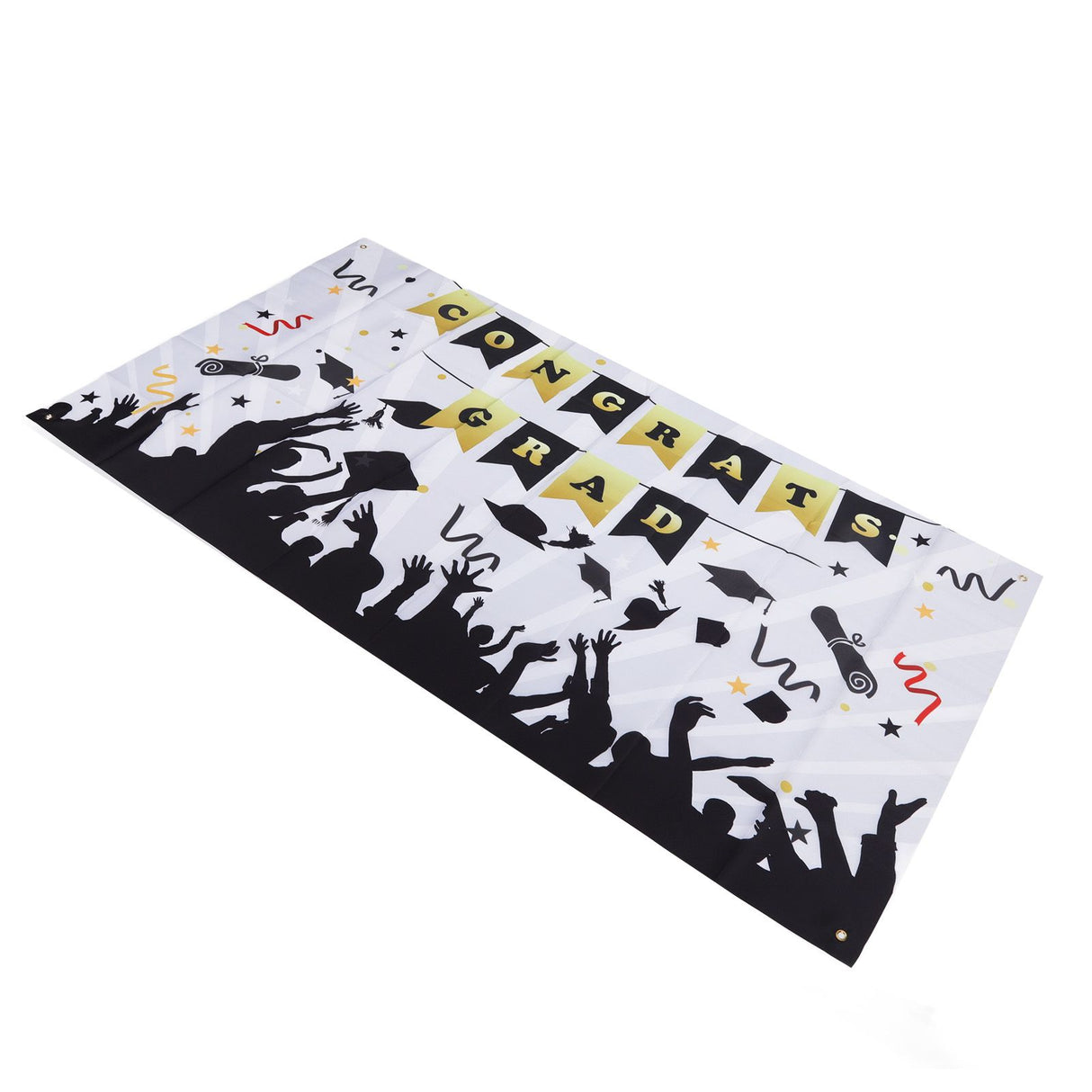 Graduation Banner Approx 71x38in Durable Polyester Fabric Fadeless Color 4 Eyelets Congrats Grad Banner for Graduation 005