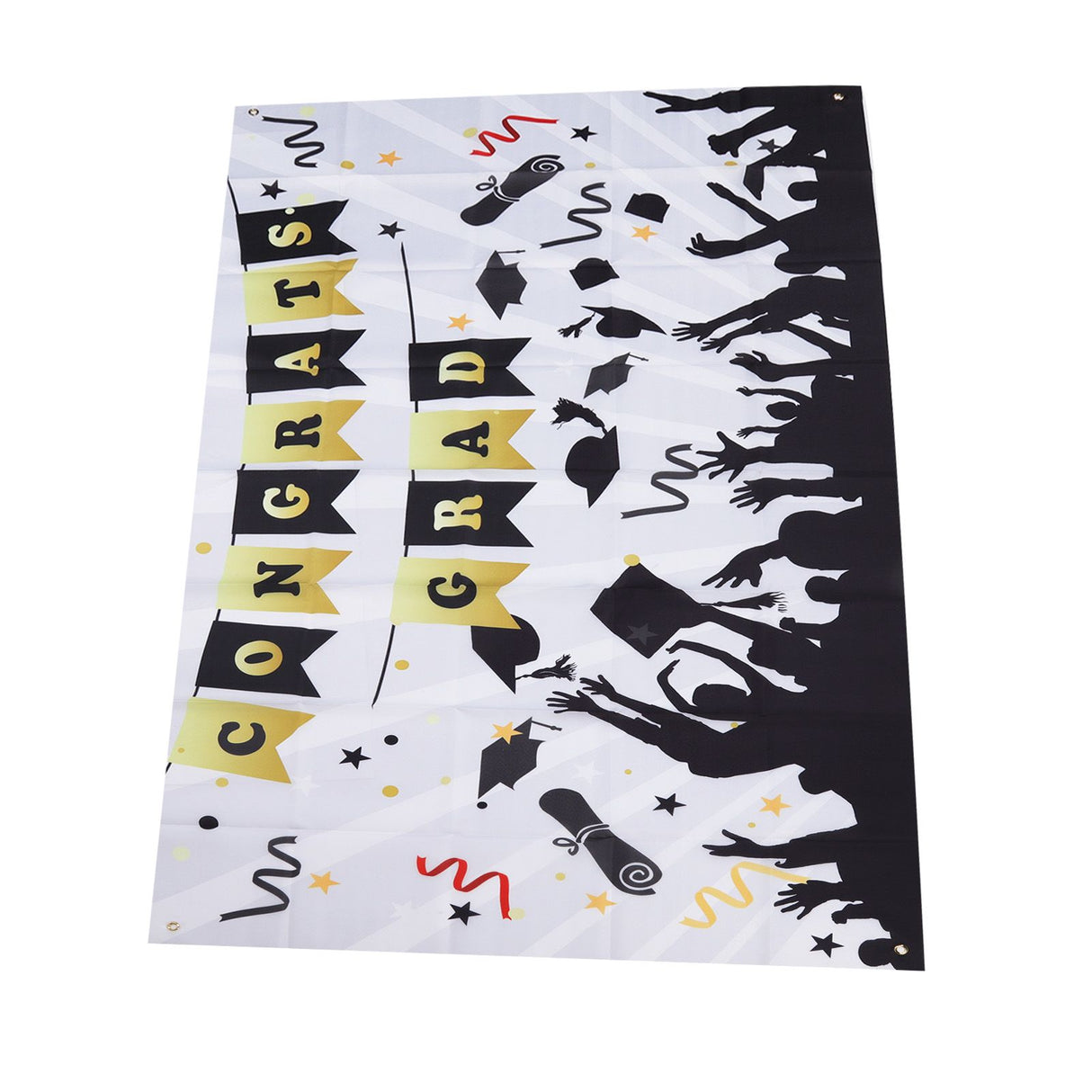 Graduation Banner Approx 71x38in Durable Polyester Fabric Fadeless Color 4 Eyelets Congrats Grad Banner for Graduation 005