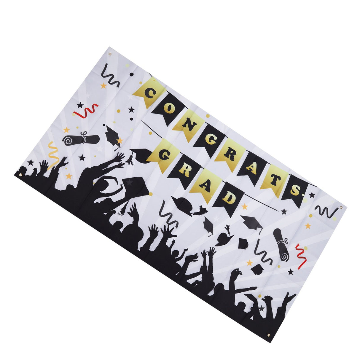 Graduation Banner Approx 71x38in Durable Polyester Fabric Fadeless Color 4 Eyelets Congrats Grad Banner for Graduation 005