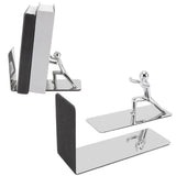Metal Bookends Kung Fu Man Design Durable Rustproof Metal High Stability Book Ends for Home Office Library - Extra Image