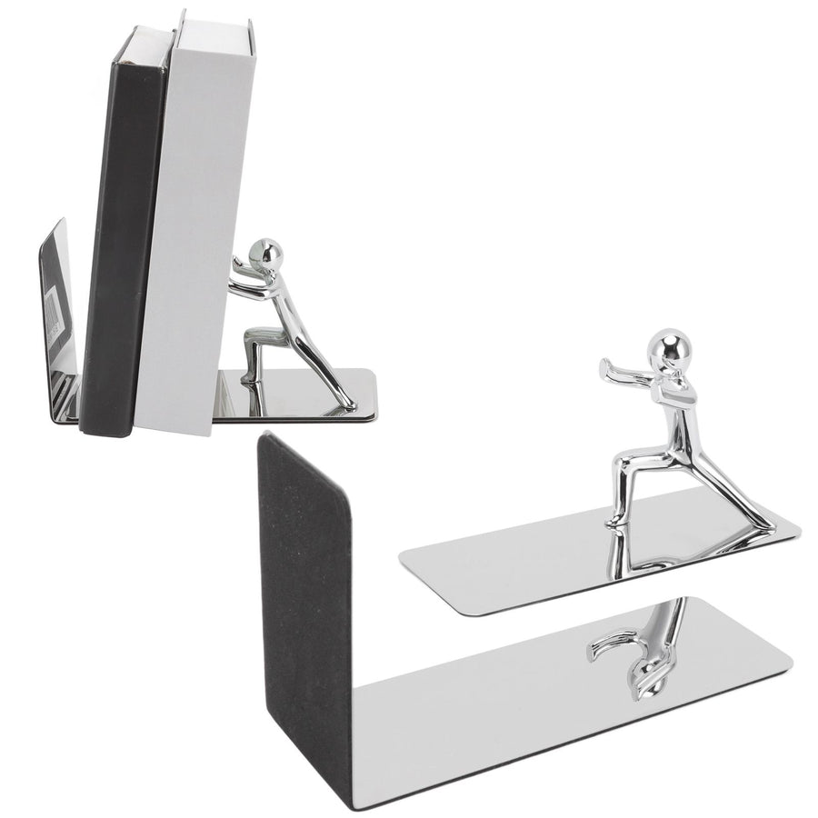 Metal Bookends Kung Fu Man Design Durable Rustproof Metal High Stability Book Ends for Home Office Library