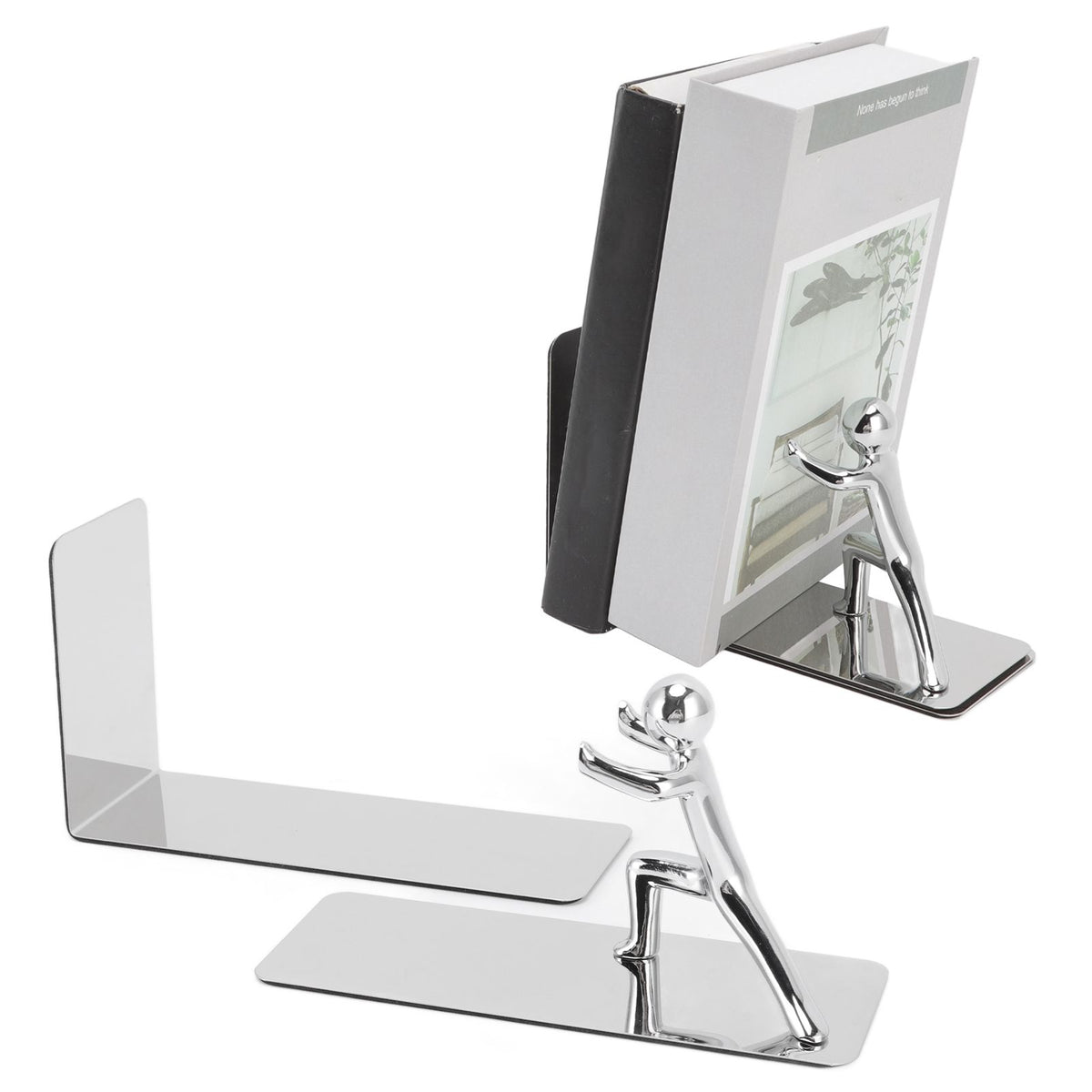 Metal Bookends Kung Fu Man Design Durable Rustproof Metal High Stability Book Ends for Home Office Library