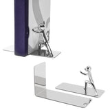 Metal Bookends Kung Fu Man Design Durable Rustproof Metal High Stability Book Ends for Home Office Library - Extra Image