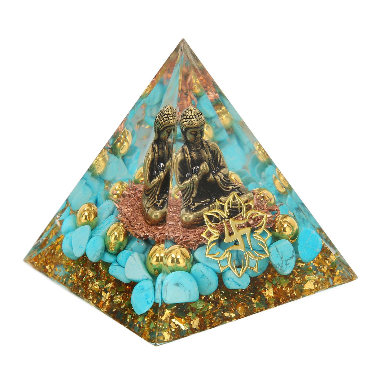 Crystal Pyramid Buddha Design Exquisite Beautiful Pyramid Power Stone Decoration Ornament for Yoga Meditation