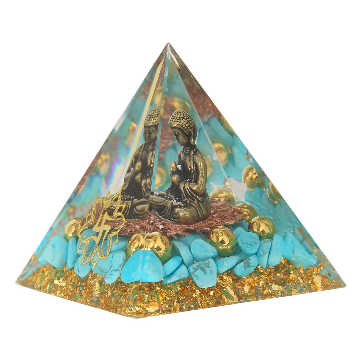 Crystal Pyramid Buddha Design Exquisite Beautiful Pyramid Power Stone Decoration Ornament for Yoga Meditation