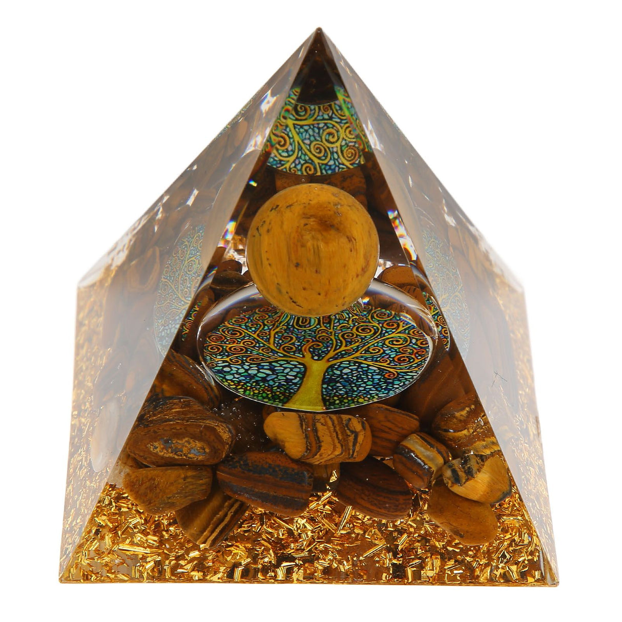 Pyramid Ornament Natural Gravel Triangular Lucky Improving Mood Pyramid Positive Energy Decoration for Bookshelf