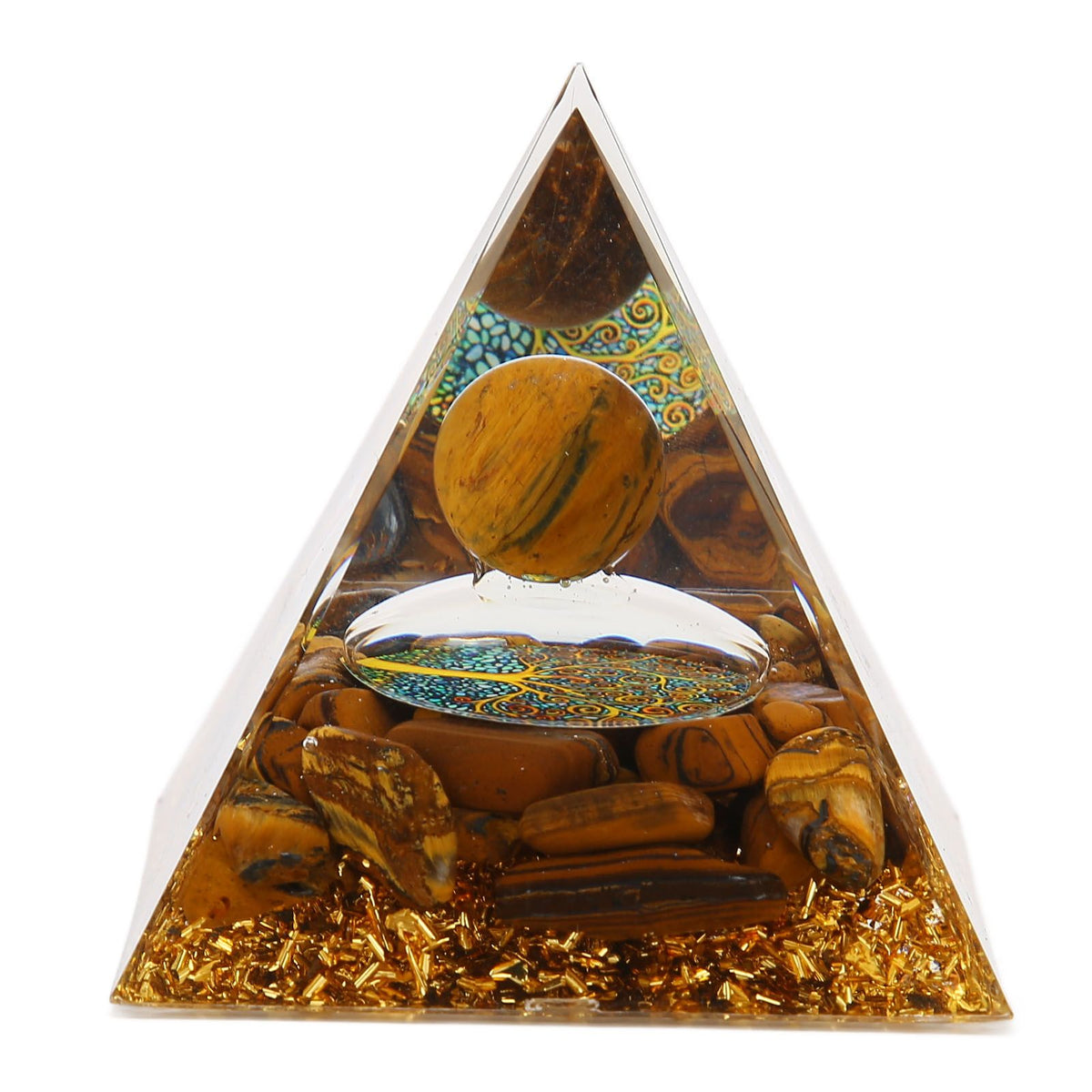 Pyramid Ornament Natural Gravel Triangular Lucky Improving Mood Pyramid Positive Energy Decoration for Bookshelf
