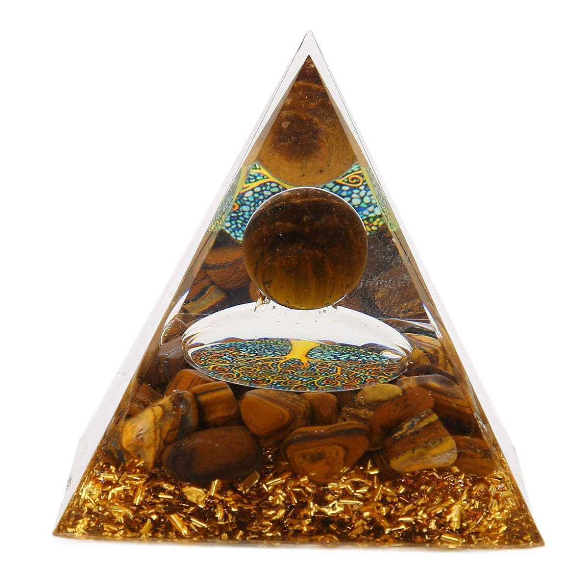 Pyramid Ornament Natural Gravel Triangular Lucky Improving Mood Pyramid Positive Energy Decoration for Bookshelf