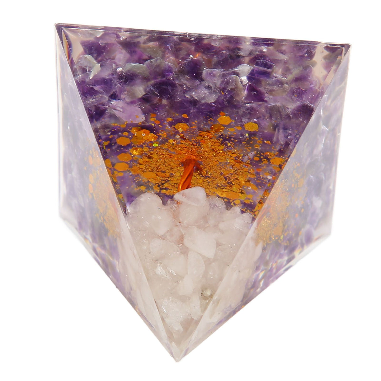 Pyramid Epoxy Ornament Good Durability Exquisite Workmanship Gravel Pyramid Power Stone for Living Room Bedroom Office