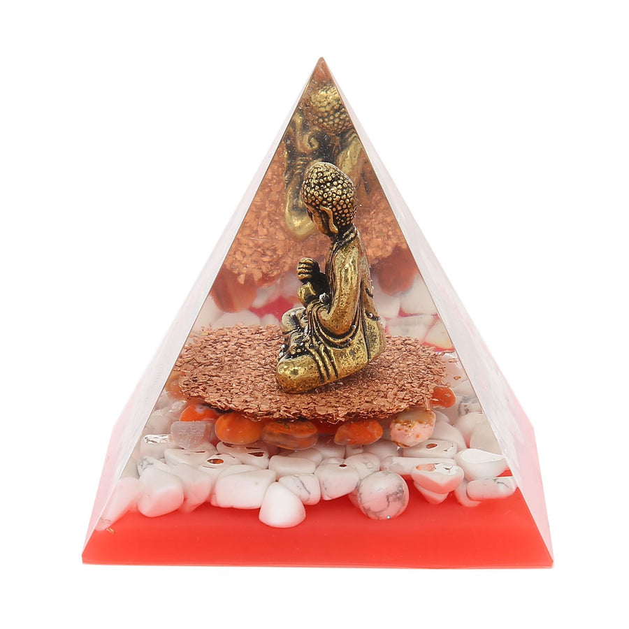Crystal Pyramid Buddha Epoxy Energy Stone Handicraft for Household Decoration Office Desktop