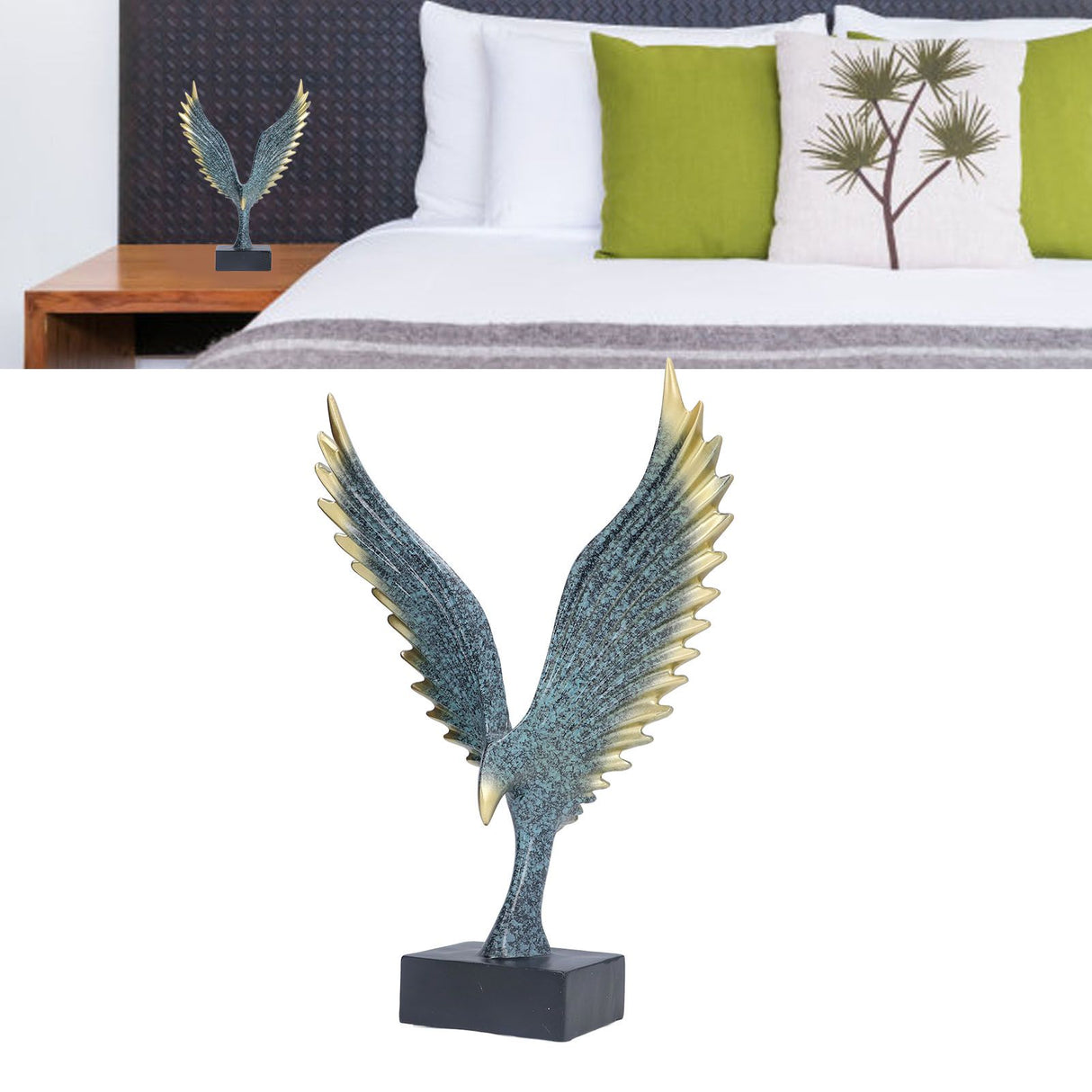Nordic Wing Statue Resin Sculpture Statue Ornaments Modern Living Room Decoration Desktop Abstract Crafts Champagne Blue