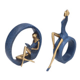 2pcs Reading Woman Sculpture Yoga Girl Statue Resin Hand Crafted Vivid Shape Resin Decoration for Office Desktop Hallway - Rear View