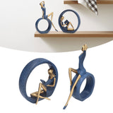 2pcs Reading Woman Sculpture Yoga Girl Statue Resin Hand Crafted Vivid Shape Resin Decoration for Office Desktop Hallway