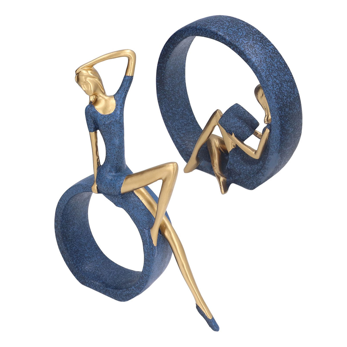 2pcs Reading Woman Sculpture Yoga Girl Statue Resin Hand Crafted Vivid Shape Resin Decoration for Office Desktop Hallway