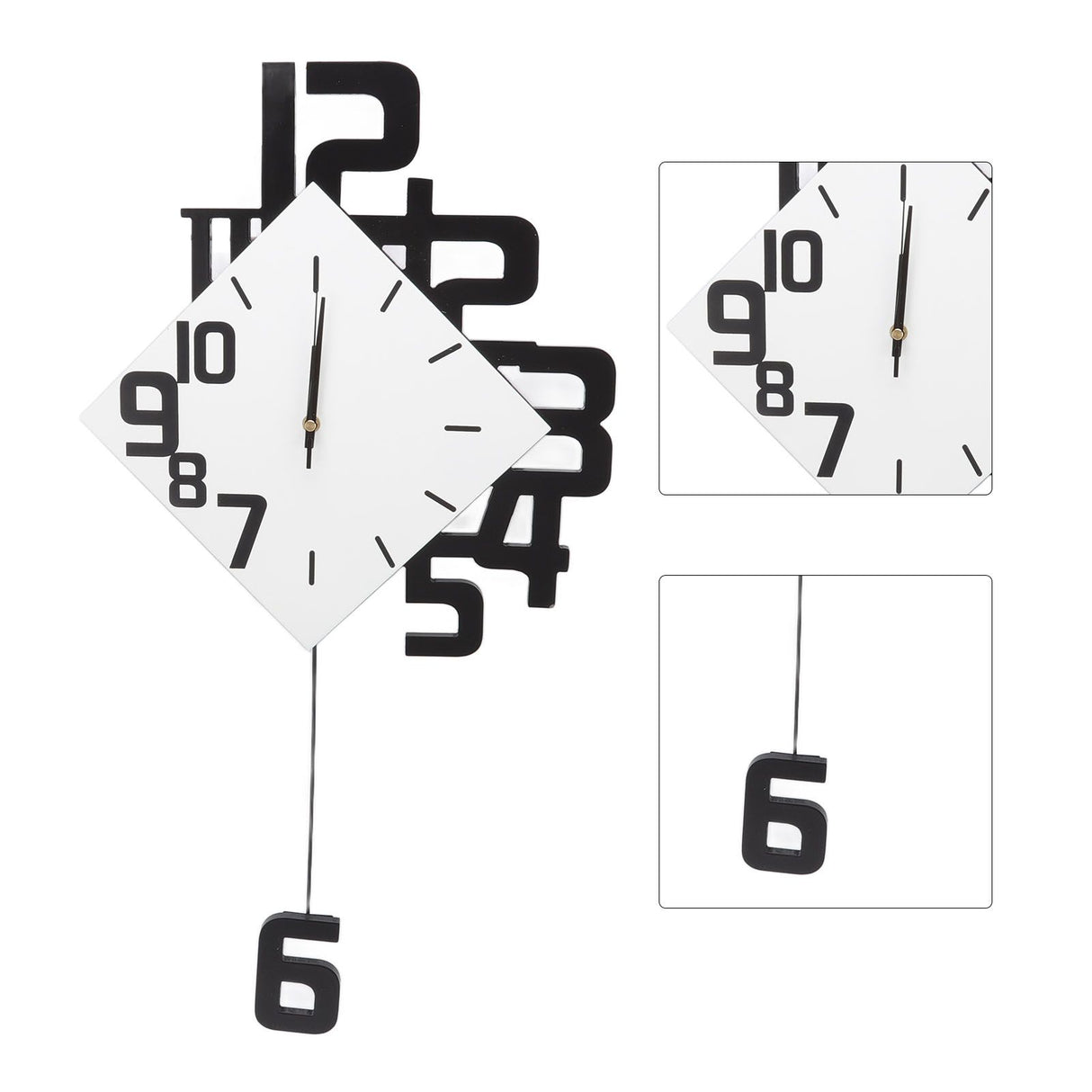 Frameless Pendulum Wall Clocks Number Decoration DIY Assembly Modern Wall Clocks with Silent Movement Wall Clock for Office