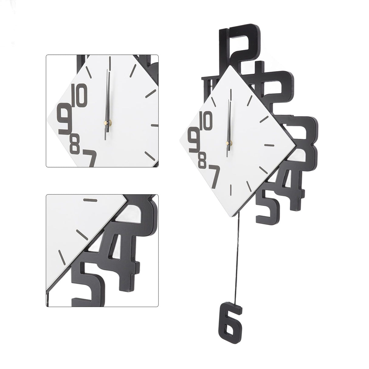 Frameless Pendulum Wall Clocks Number Decoration DIY Assembly Modern Wall Clocks with Silent Movement Wall Clock for Office