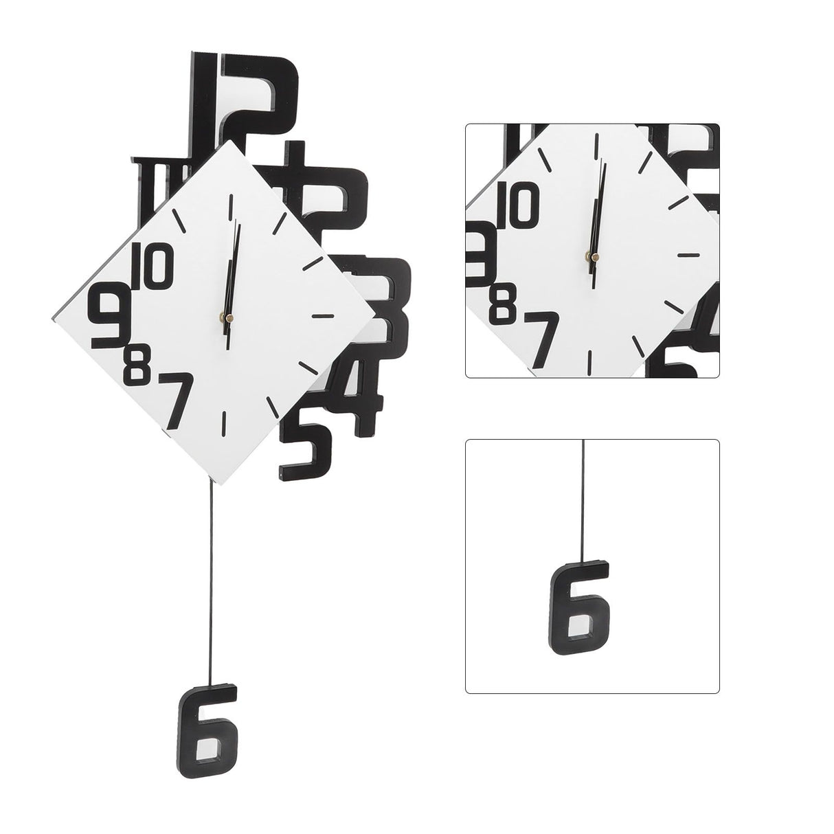 Frameless Pendulum Wall Clocks Number Decoration DIY Assembly Modern Wall Clocks with Silent Movement Wall Clock for Office