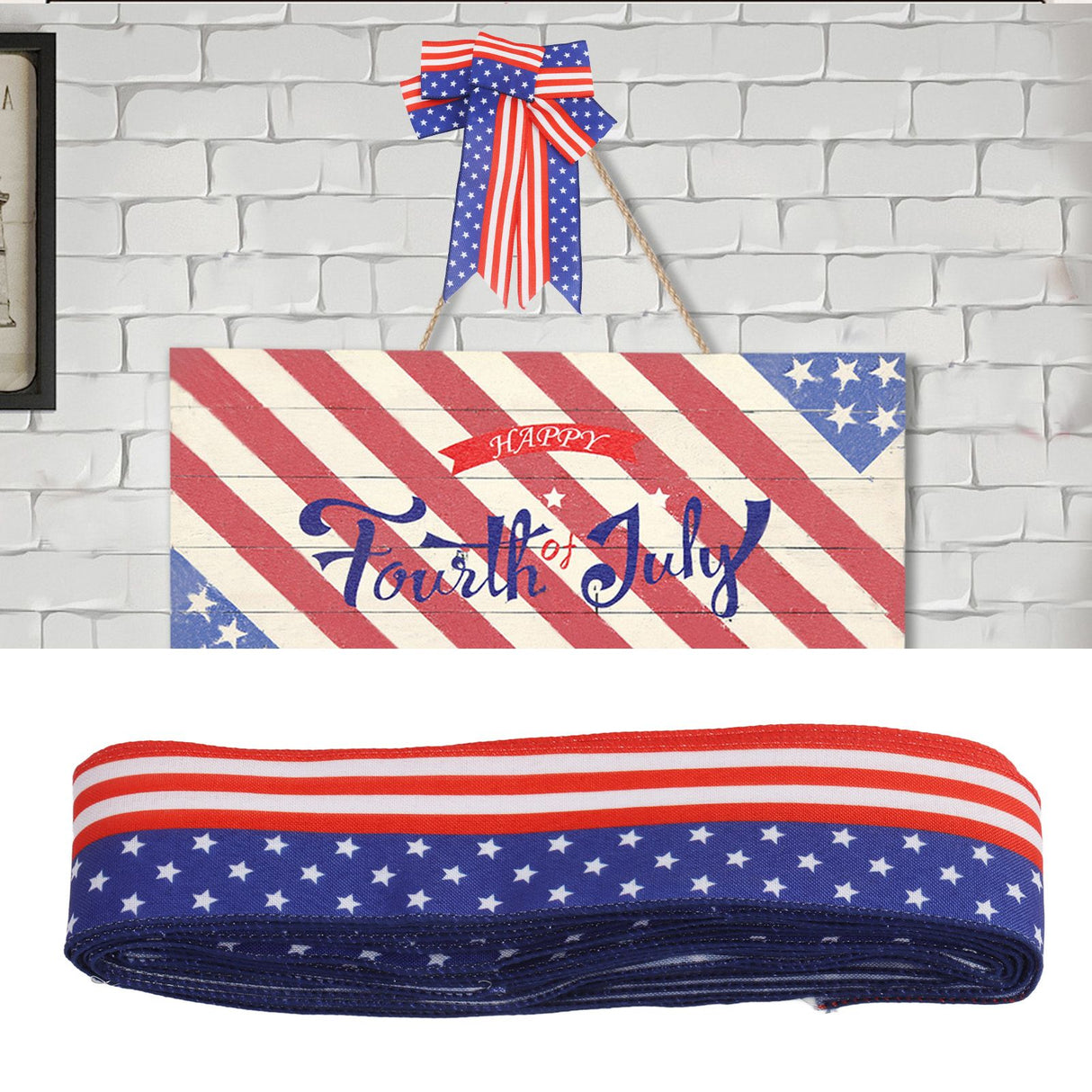 Patriotic Ribbon 6.5cm Width 10m Length 4th of July Independence Day for Decoration