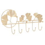 Wall Coat Rack Ginkgo Leaf Design Simple Elegant Style Wide Application Wall Mounted Coat Rack for Clothes Hat Keys - Front View