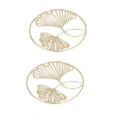 2pcs Gold Wall Decor Iron Art 3D Stereo Ginkgo Leaves Wall Sculpture for Sofa Background Entrance Dining Room Study