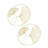 2pcs Gold Wall Decor Iron Art 3D Stereo Ginkgo Leaves Wall Sculpture for Sofa Background Entrance Dining Room Study - Side View