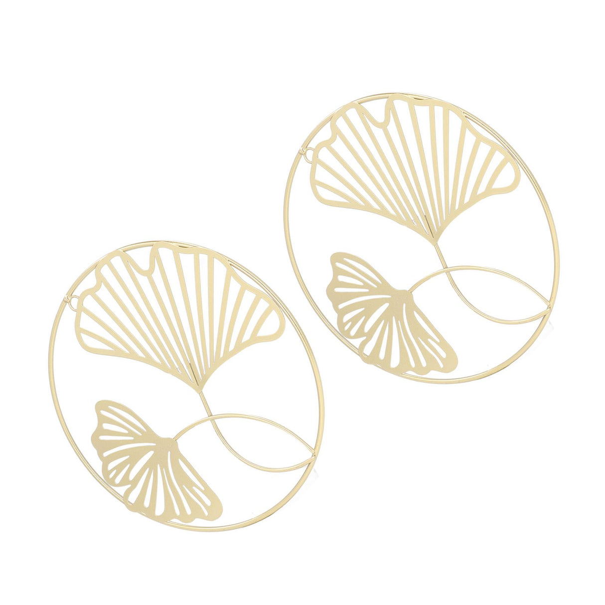 2pcs Gold Wall Decor Iron Art 3D Stereo Ginkgo Leaves Wall Sculpture for Sofa Background Entrance Dining Room Study