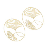 2pcs Gold Wall Decor Iron Art 3D Stereo Ginkgo Leaves Wall Sculpture for Sofa Background Entrance Dining Room Study - Top-Down View